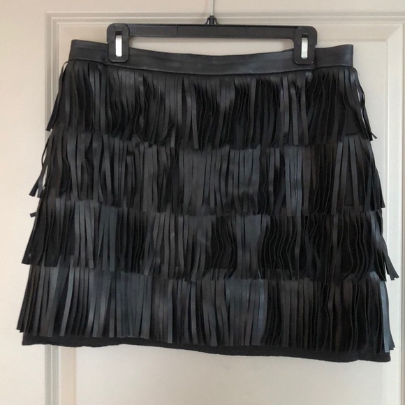 Club Monaco Dresses & Skirts - Club Monaco Faux Leather Fringe Skirt